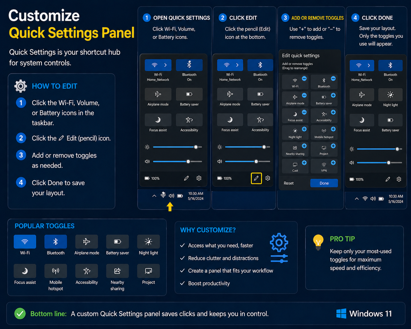 Customize Quick Settings Panel Windows 11
