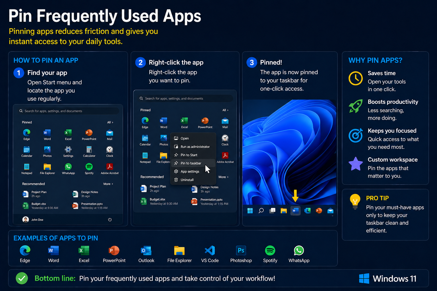 Pin Frequently Used Apps Windows 11