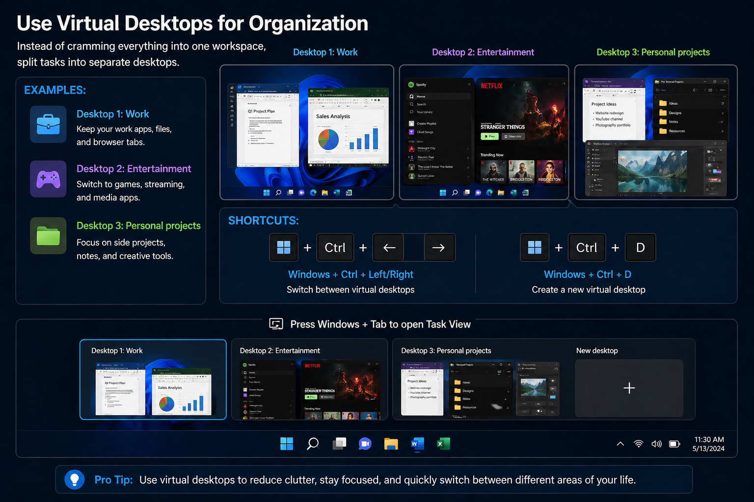 Use Virtual Desktops for Organization Windows 11